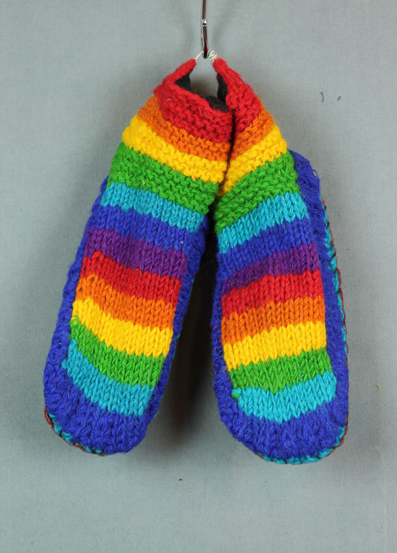 Wool knit slippers - Rainbow