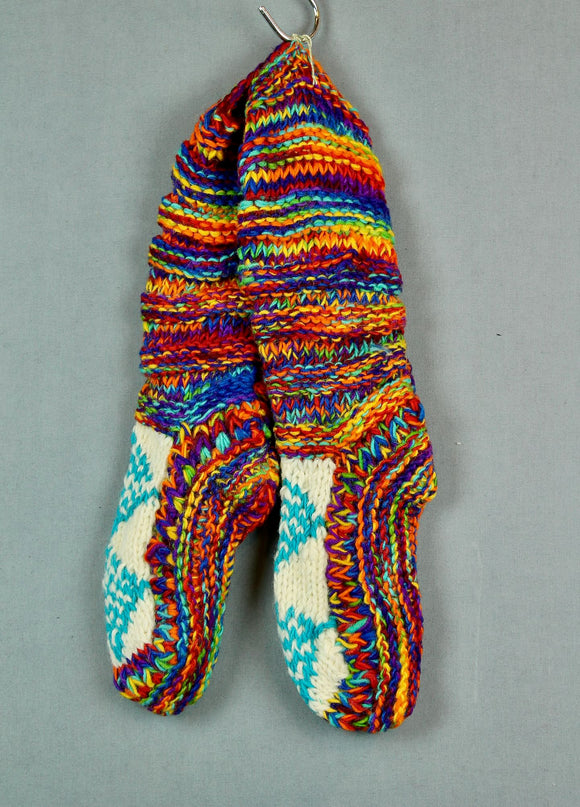 Wool knit socks - Red/Multi