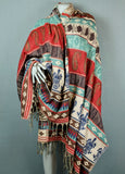 Shawl Blanket- Red/blues