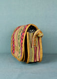 Woven Cotton and Buffalo Leather Flap Bag - Red and Yellow