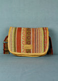 Woven Cotton and Buffalo Leather Flap Bag - Terracotta