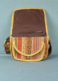Woven Cotton and Buffalo Leather Flap Bag - Terracotta