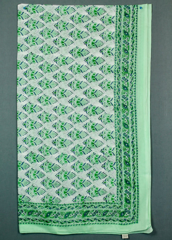 Block printed cotton sarong - lime white