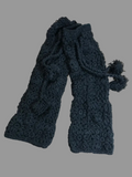 Black Crocheted Wool Leg Warmers with Pom Poms