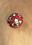Ceramic Drawer Knobs - Red Flower