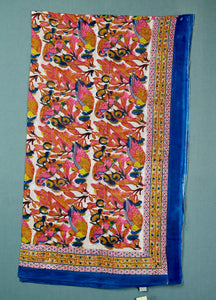 Block printed cotton sarong - Pink Parrot