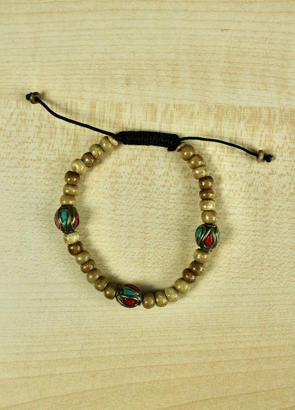 Beaded Bracelet - Brown Bone