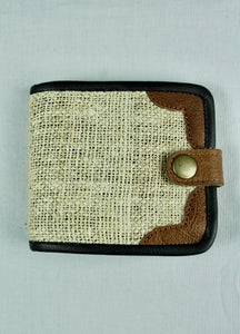 Woven Jute and Leather Snap Wallet