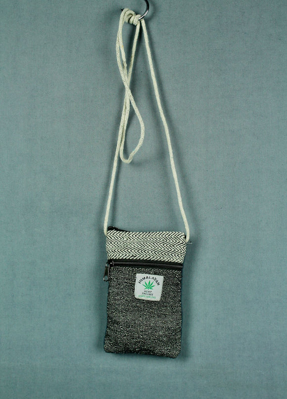 Hemp Passport/Phone Bag - Black and White