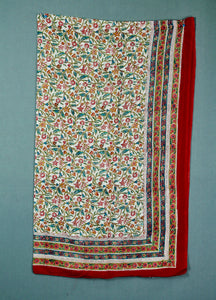 Block printed cotton sarong - White red