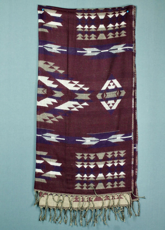 Shawl Blanket - Aubergine Aztec