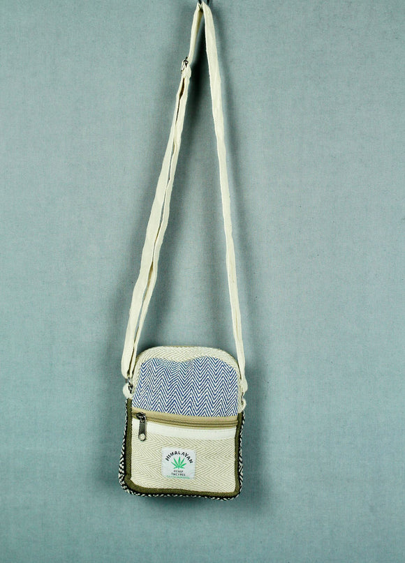 Small Hemp Side/Crossbody Bag - Blue/Black Multi