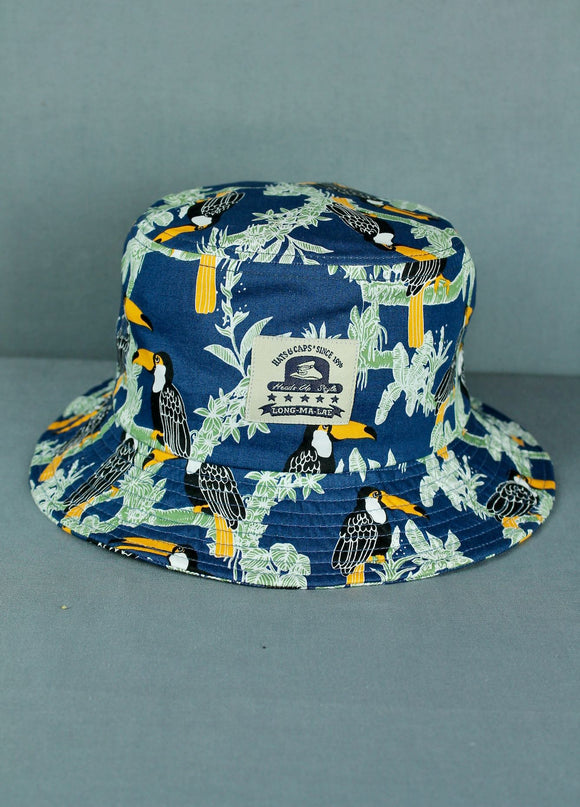 Print Bucket Hat - Blue Toucan