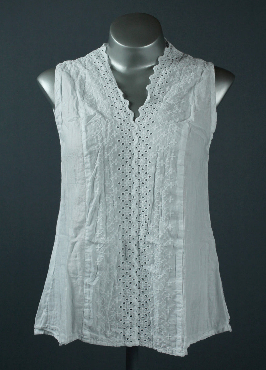Broderie anglaise vest Wildflower Clothing NZ
