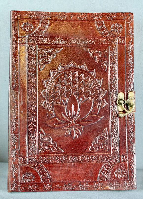 Large Lotus Leather Diary