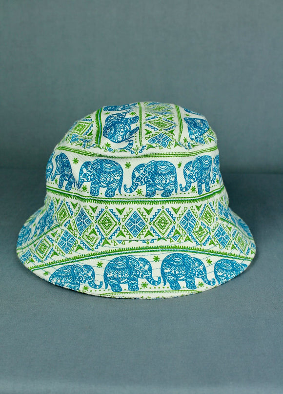 Elephant Bucket Hat - Green/Blue