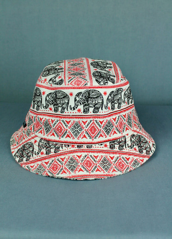 Elephant Bucket Hat - Red/Black