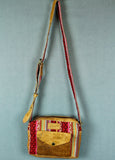 Woven cotton and buffalo leather bag - Envelope red/diamond