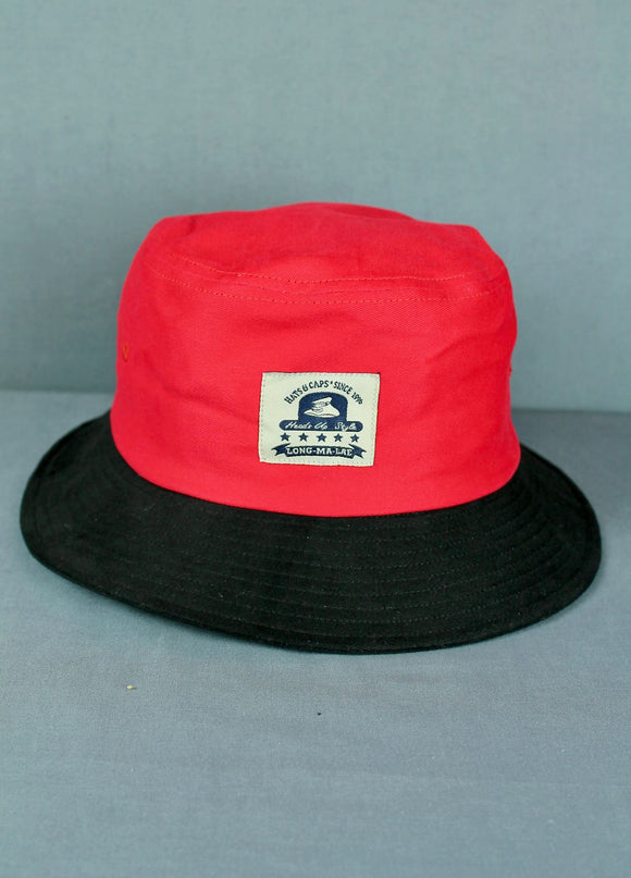 Two Tone Bucket Hat - Red/Black