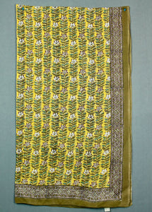 Block printed cotton sarong - yellow beige