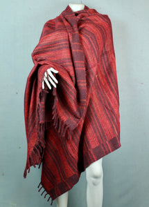 Shawl Blanket - Dark Red Stripe