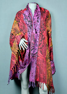 Shawl Blanket - purple red and orange