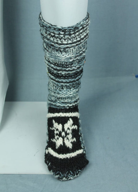 Wool knit socks - black and white multi