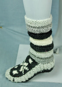 Wool Knit Socks- Black/Natural