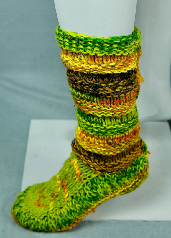 Wool knit socks - Green Multi